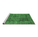 Sideview of Machine Washable Abstract Emerald Green Contemporary Area Rugs, wshcon2757emgrn