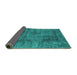 Sideview of Abstract Turquoise Contemporary Rug, con2757turq