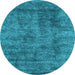 Round Abstract Light Blue Contemporary Rug, con2757lblu