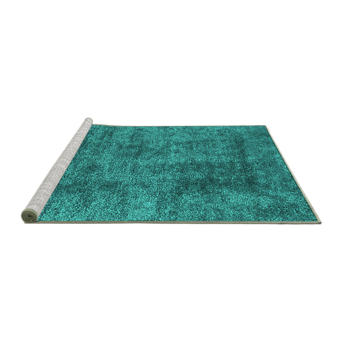 Sideview of Machine Washable Abstract Turquoise Contemporary Area Rugs, wshcon2757turq