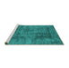 Sideview of Machine Washable Abstract Turquoise Contemporary Area Rugs, wshcon2757turq