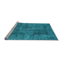 Sideview of Machine Washable Abstract Light Blue Contemporary Rug, wshcon2757lblu