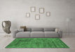 Machine Washable Abstract Emerald Green Contemporary Area Rugs in a Living Room,, wshcon2757emgrn