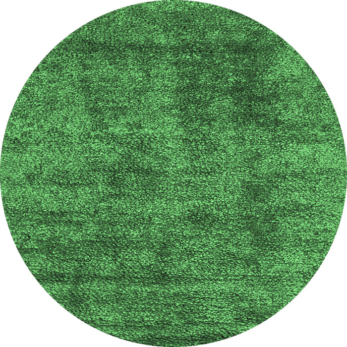 Round Machine Washable Abstract Emerald Green Contemporary Area Rugs, wshcon2757emgrn
