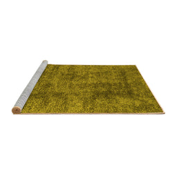 Sideview of Machine Washable Abstract Yellow Contemporary Rug, wshcon2757yw