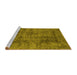 Sideview of Machine Washable Abstract Yellow Contemporary Rug, wshcon2757yw