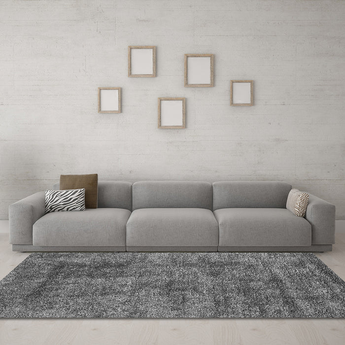 Machine Washable Abstract Gray Contemporary Rug in a Living Room,, wshcon2757gry