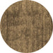 Round Abstract Brown Contemporary Rug, con2757brn