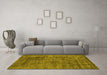 Machine Washable Abstract Yellow Contemporary Rug in a Living Room, wshcon2757yw