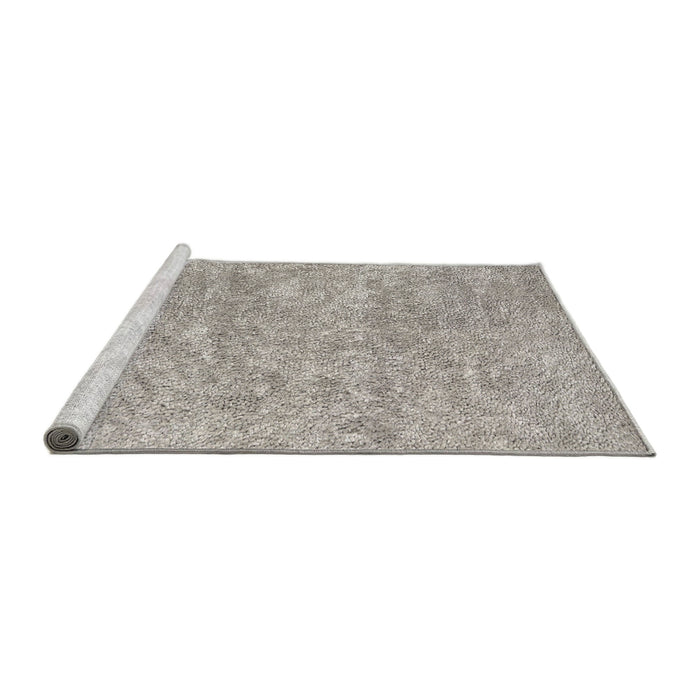 Serging Thickness of Machine Washable Contemporary Pale Silver Gray Rug, wshcon2758