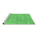 Sideview of Machine Washable Abstract Emerald Green Contemporary Area Rugs, wshcon2758emgrn