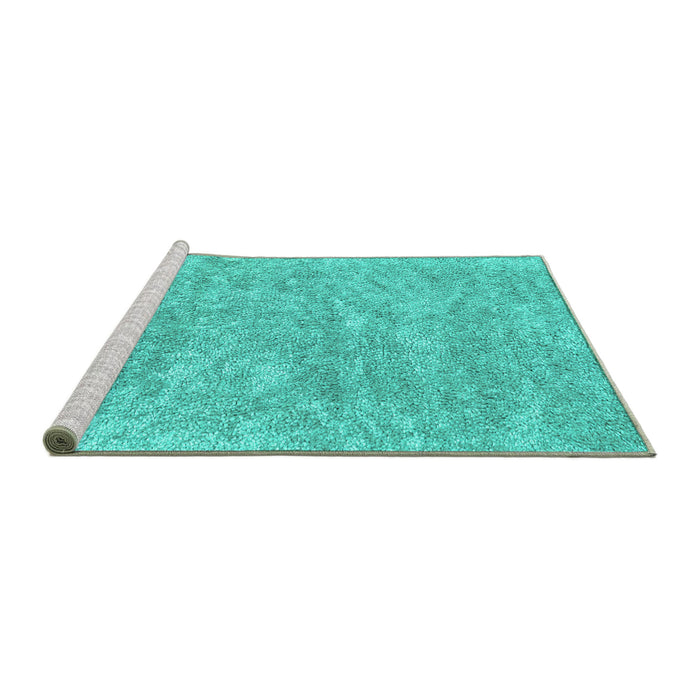 Sideview of Machine Washable Abstract Turquoise Contemporary Area Rugs, wshcon2758turq