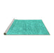 Sideview of Machine Washable Abstract Turquoise Contemporary Area Rugs, wshcon2758turq