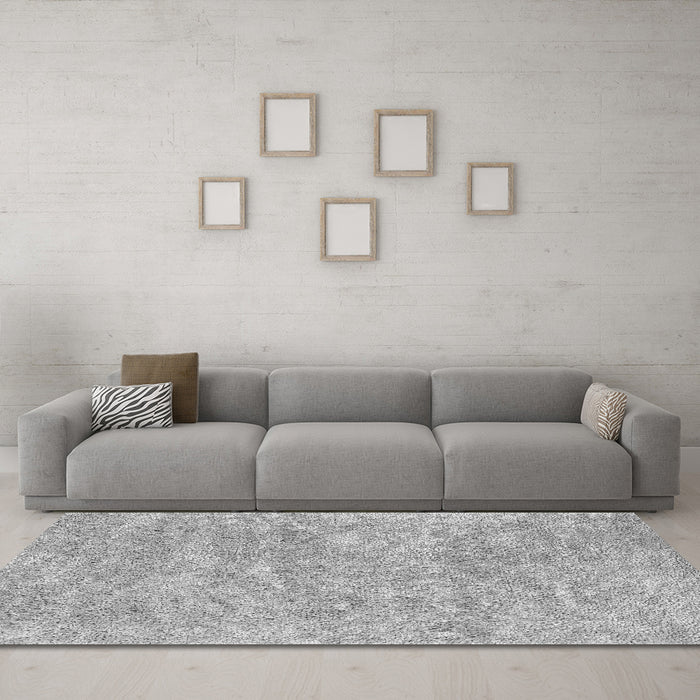 Machine Washable Abstract Gray Contemporary Rug in a Living Room,, wshcon2758gry
