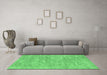 Machine Washable Abstract Emerald Green Contemporary Area Rugs in a Living Room,, wshcon2758emgrn