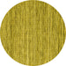 Round Machine Washable Abstract Yellow Contemporary Rug, wshcon2759yw