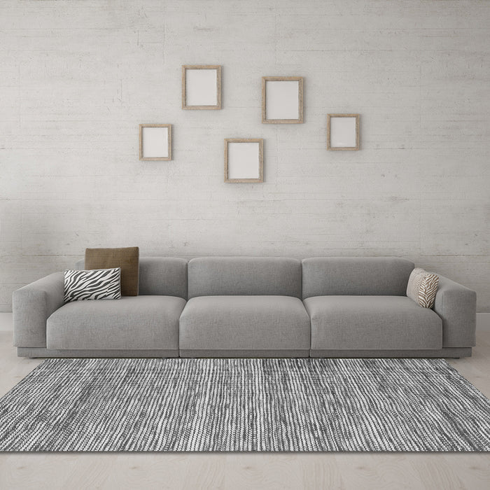Machine Washable Abstract Gray Contemporary Rug in a Living Room,, wshcon2759gry