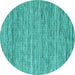 Round Machine Washable Abstract Turquoise Contemporary Area Rugs, wshcon2759turq