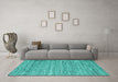 Machine Washable Abstract Turquoise Contemporary Area Rugs in a Living Room,, wshcon2759turq