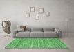 Machine Washable Abstract Emerald Green Contemporary Area Rugs in a Living Room,, wshcon2759emgrn