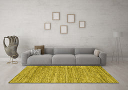 Machine Washable Abstract Yellow Contemporary Rug in a Living Room, wshcon2759yw