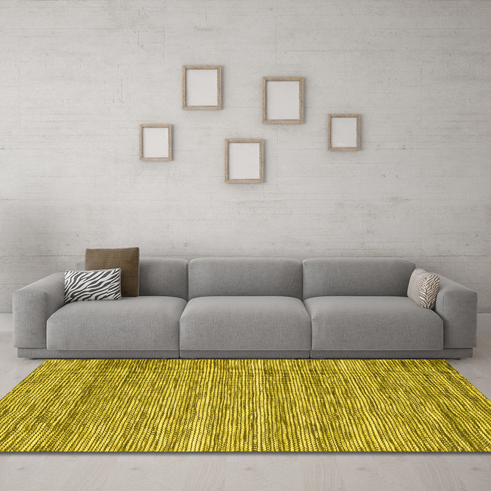 Machine Washable Abstract Yellow Contemporary Rug in a Living Room, wshcon2759yw