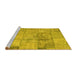 Sideview of Machine Washable Patchwork Yellow Transitional Rug, wshcon275yw