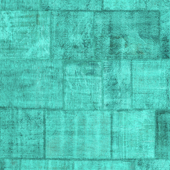 Machine Washable Patchwork Turquoise Transitional Area Rugs, wshcon275turq