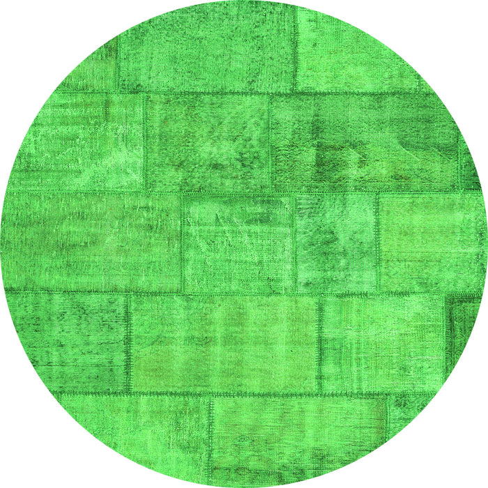 Machine Washable Patchwork Green Transitional Area Rugs, wshcon275grn