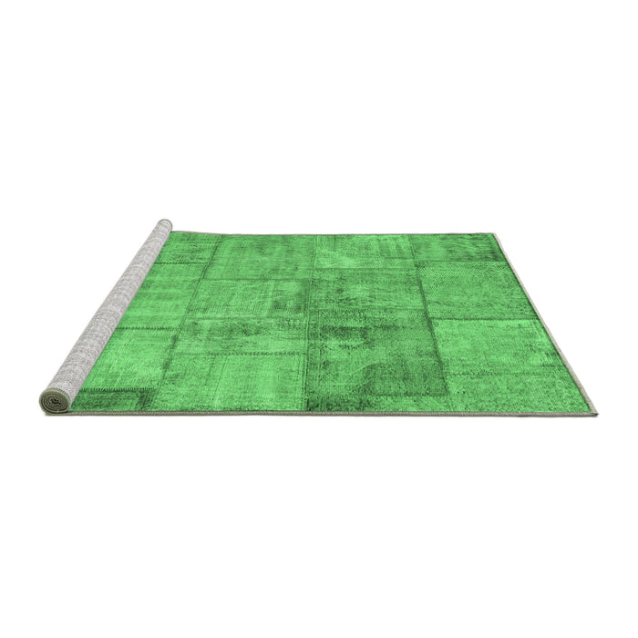 Sideview of Machine Washable Patchwork Emerald Green Transitional Area Rugs, wshcon275emgrn