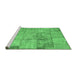 Sideview of Machine Washable Patchwork Emerald Green Transitional Area Rugs, wshcon275emgrn