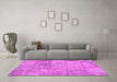 Machine Washable Patchwork Pink Transitional Rug in a Living Room, wshcon275pnk