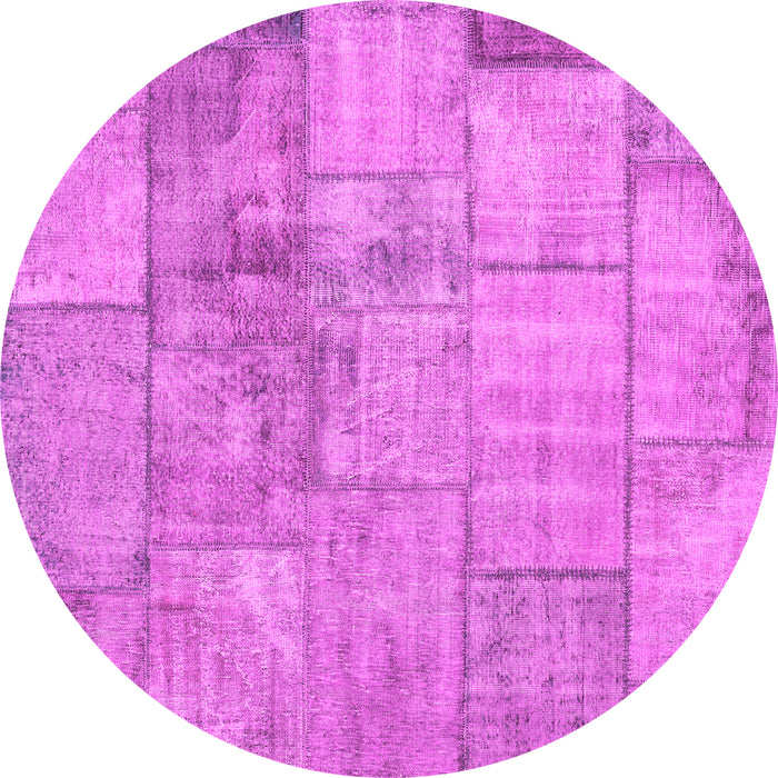 Round Patchwork Pink Transitional Rug, con275pnk