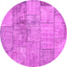 Round Patchwork Pink Transitional Rug, con275pnk