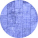 Round Patchwork Blue Transitional Rug, con275blu