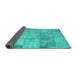 Sideview of Patchwork Turquoise Transitional Rug, con275turq