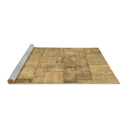 Sideview of Machine Washable Patchwork Brown Transitional Rug, wshcon275brn