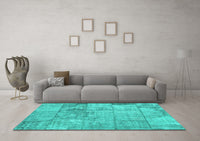 Machine Washable Patchwork Turquoise Transitional Rug, wshcon275turq