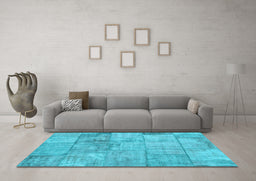 Machine Washable Patchwork Light Blue Transitional Rug in a Living Room, wshcon275lblu