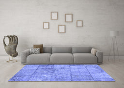 Machine Washable Patchwork Blue Transitional Rug in a Living Room, wshcon275blu
