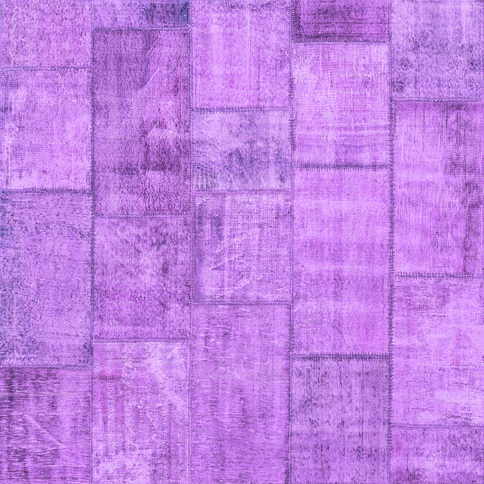 Square Machine Washable Patchwork Purple Transitional Area Rugs, wshcon275pur