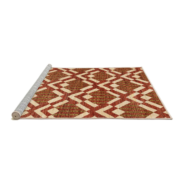 Serging Thickness of Machine Washable Contemporary Red Rug, wshcon276