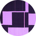 Round Abstract Purple Contemporary Rug, con2760pur