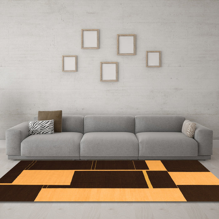 Machine Washable Abstract Orange Contemporary Area Rugs in a Living Room, wshcon2760org