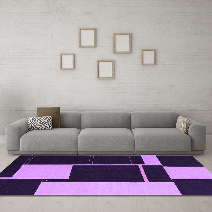 Machine Washable Abstract Purple Contemporary Area Rugs in a Living Room, wshcon2760pur