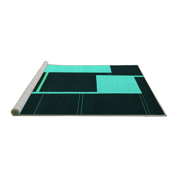 Sideview of Machine Washable Abstract Turquoise Contemporary Area Rugs, wshcon2760turq