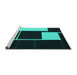 Sideview of Machine Washable Abstract Turquoise Contemporary Area Rugs, wshcon2760turq