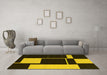 Machine Washable Abstract Yellow Contemporary Rug in a Living Room, wshcon2760yw