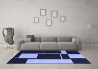 Machine Washable Abstract Blue Contemporary Rug, wshcon2760blu