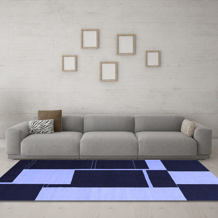 Machine Washable Abstract Blue Contemporary Rug in a Living Room, wshcon2760blu